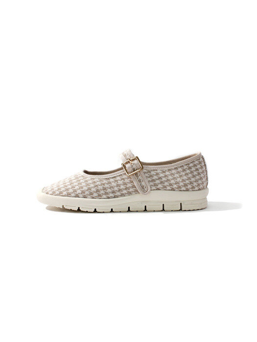 헤이즐 하운드 투스 체크 벨크로 스니커즈 플랫_F1314(2 Colors) / Hazel Hound Tooth Check Velcro Sneakers Flat