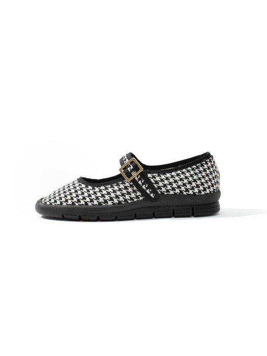 헤이즐 하운드 투스 체크 벨크로 스니커즈 플랫_F1314(2 Colors) / Hazel Hound Tooth Check Velcro Sneakers Flat