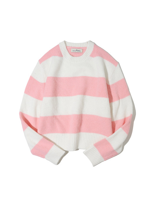 KN4212 Stripe mohair knit_Cream/Pale pink