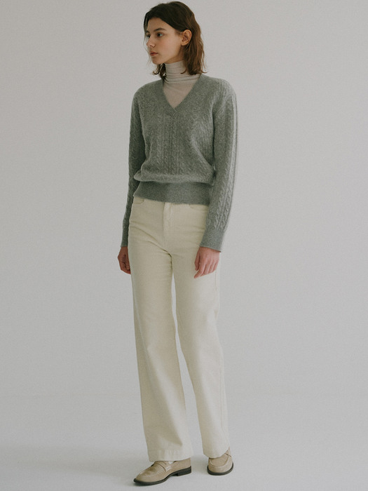 corduroy boot cut pants (cream)