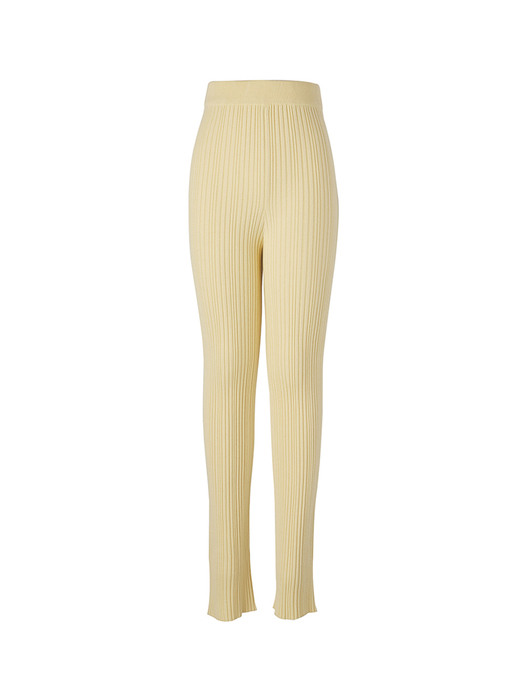 RIBBED SLIM KNIT PANTS (YELLOW BEIGE)