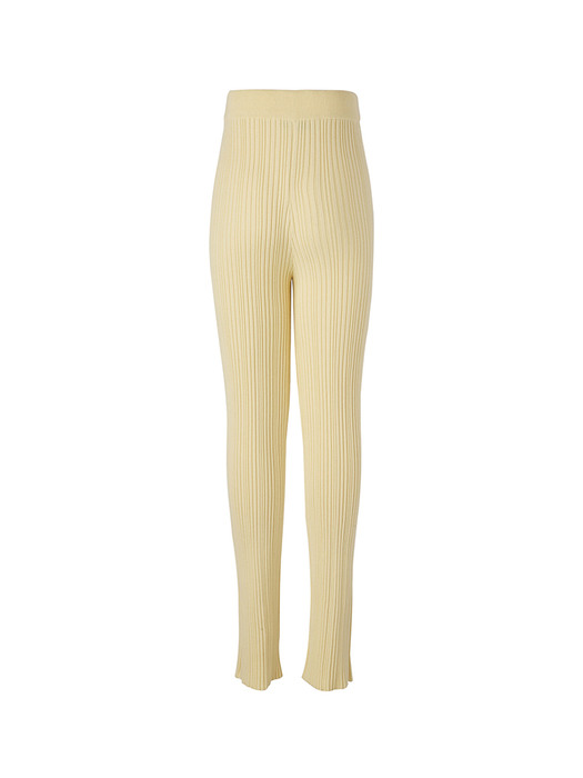 RIBBED SLIM KNIT PANTS (YELLOW BEIGE)