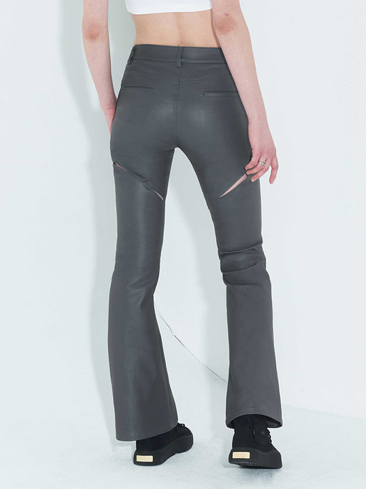 Coated Back Slit Jeans _ Grey