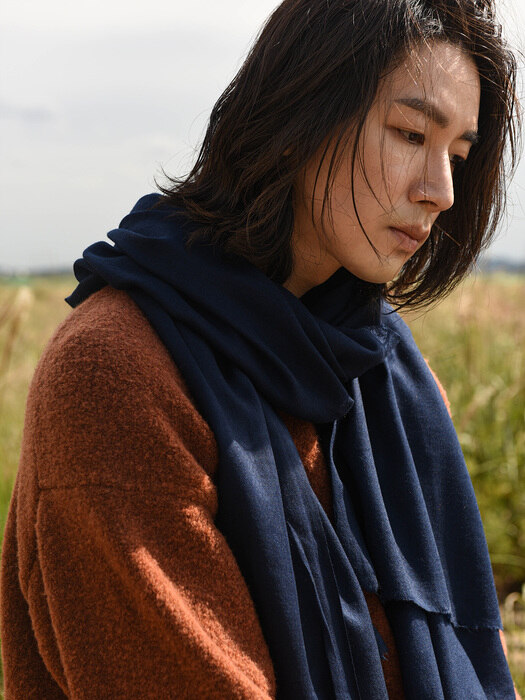 Cashmere pashmina muffler_Navy