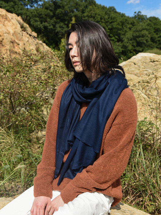 Cashmere pashmina muffler_Navy