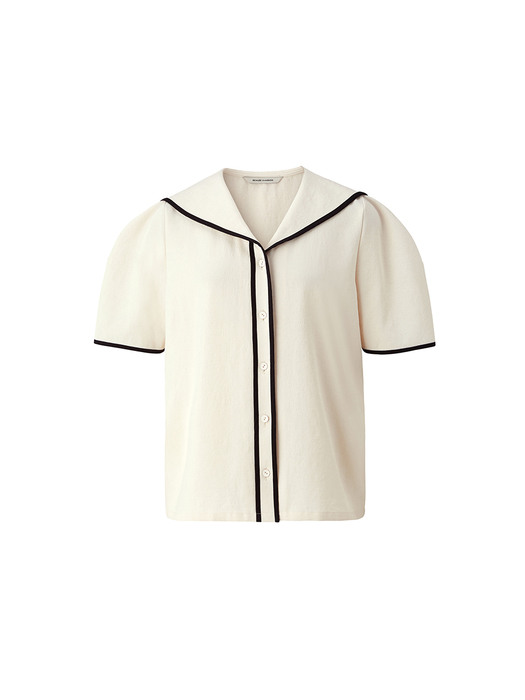 Sailor collar binding blouse - Cream