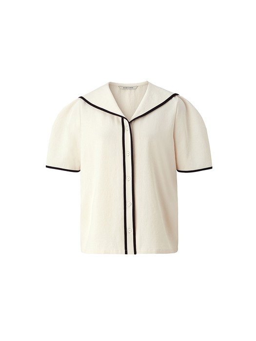 [단독]Sailor collar binding blouse - Cream
