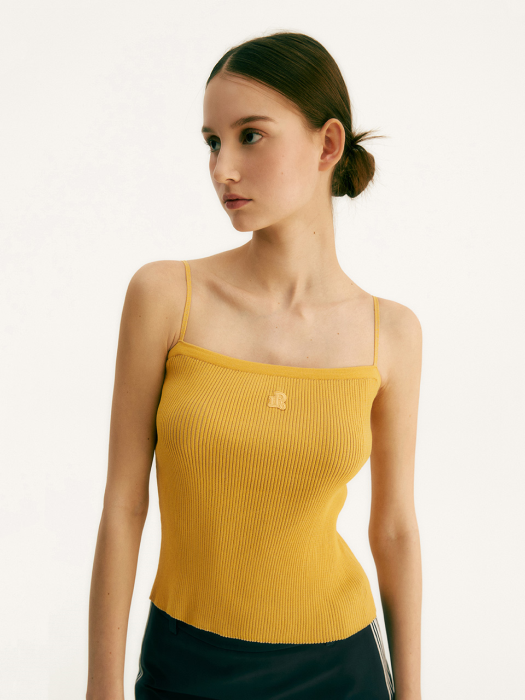 RIBBED TEXTURE KNIT TOP - YELLOW