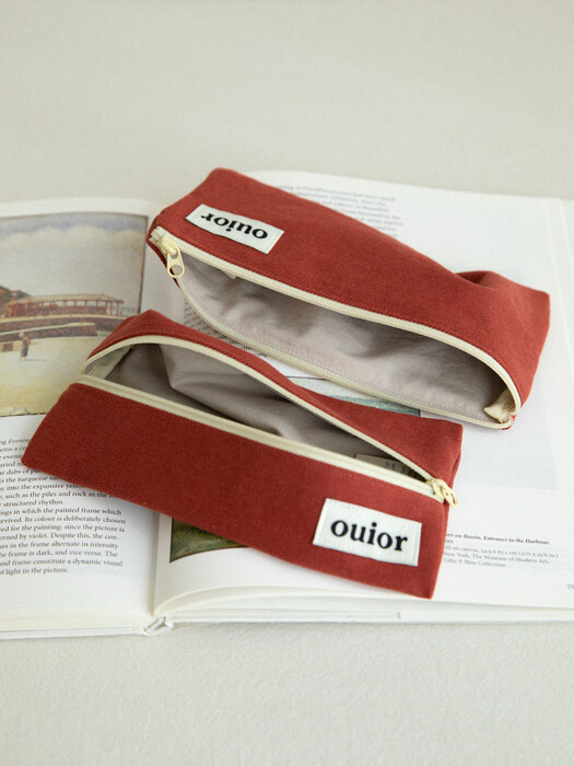 ouior flat pencil case - brick red (middle zipper)