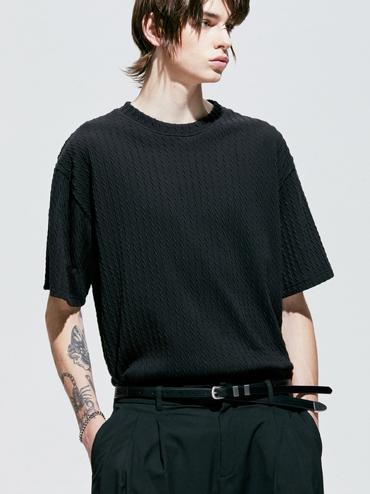 jacquard knit t-shirt black