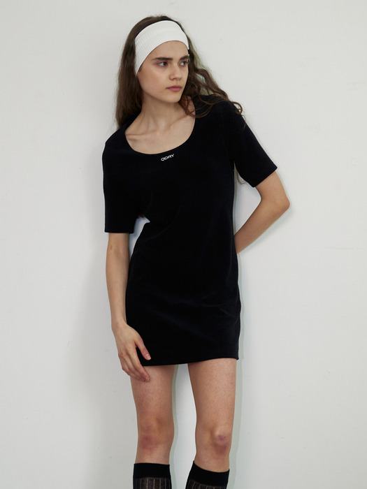 Back Hole Terry Dress - Night