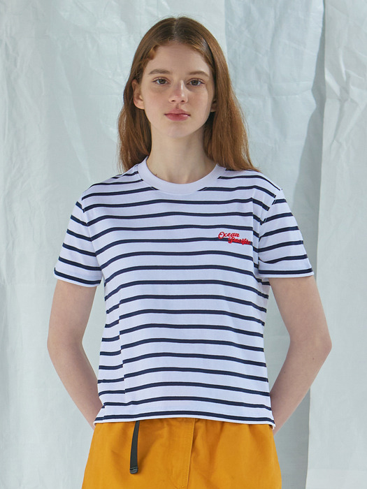 OCEAN W SHORT SLEEVE STRIPE T-SHIRT [3 COLOR]