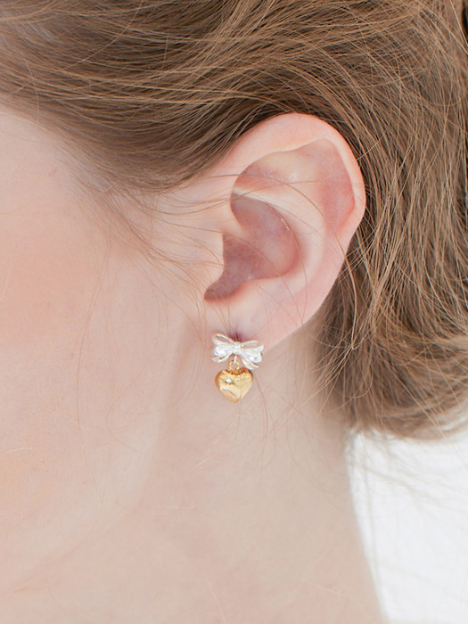 [티오유][Silver925]SE016 medium ribon combi earring [W CONCEPT]