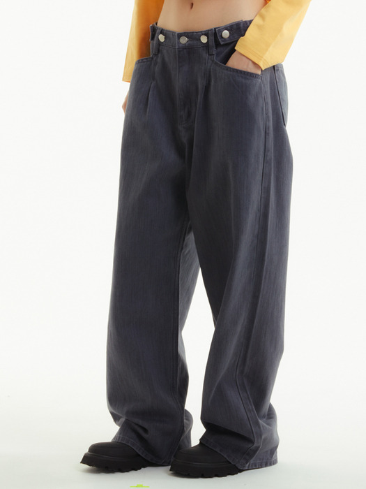 턱 와이드 핏 피그먼트팬츠 그레이_TUCK WIDE PIGMENT PANTS GRAY