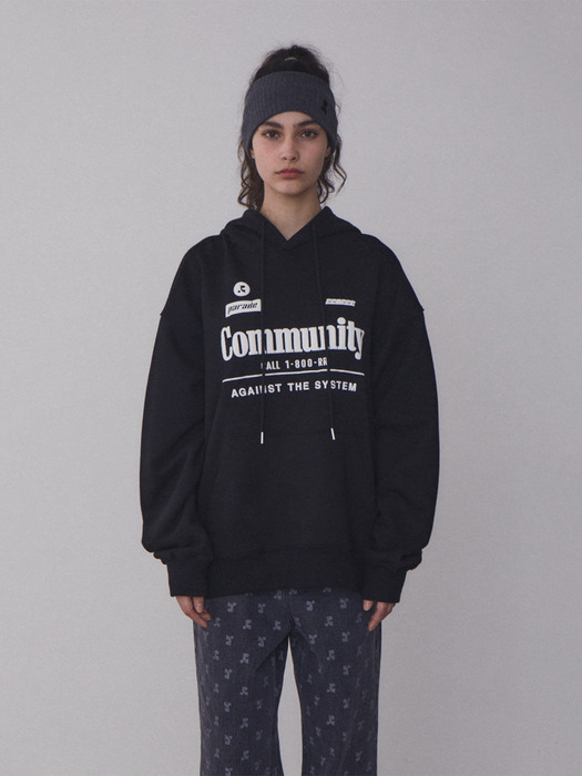 RR COMMUNITY OVERSIZED HOODIE - BLACK