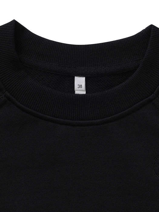 패널 크롭 스웨트 셔츠 (블랙)