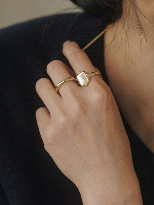 Square Mirror Ring Gold