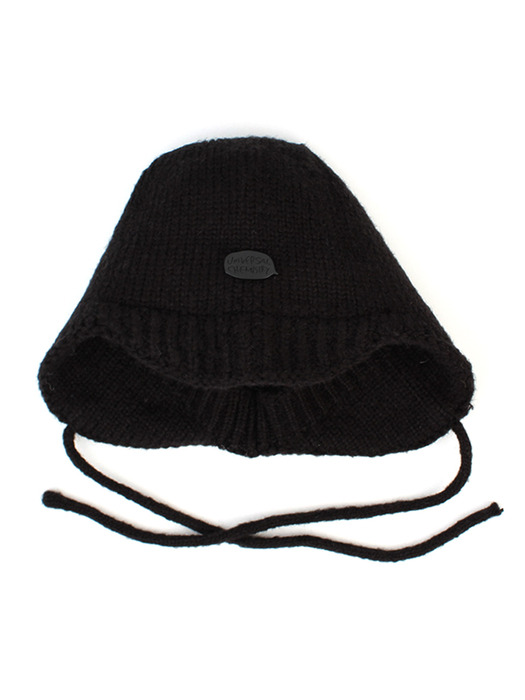 Wool Black Knit Earflap Cap 귀달이모자