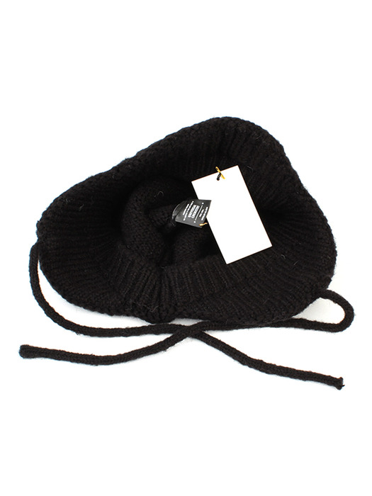 Wool Black Knit Earflap Cap 귀달이모자