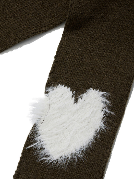 SHAGGY JACQUARD HOODED SCARF, KHAKI