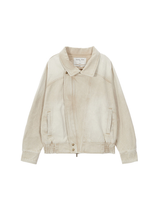 BRUSH WASHED DENIM JACKET IN BEIGE