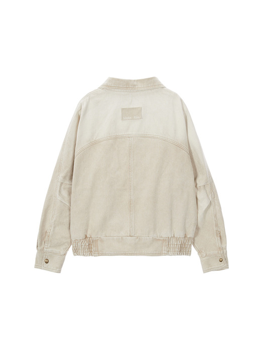 BRUSH WASHED DENIM JACKET IN BEIGE