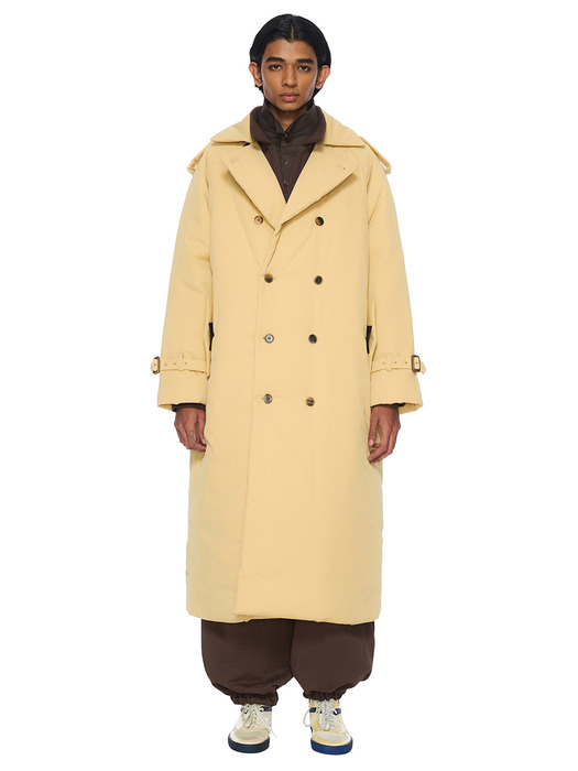 YELLOW PADDED DOUBLE-BREASTED COAT