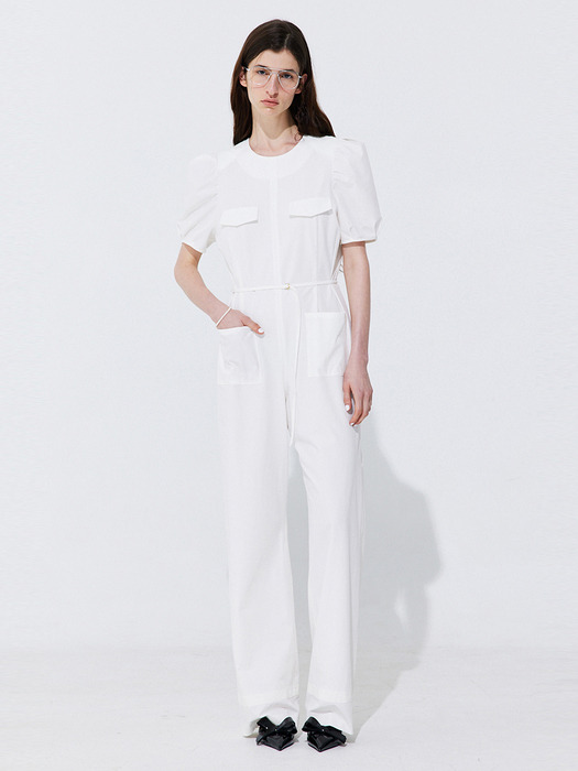 Puff Belted Jumpsuit_White
