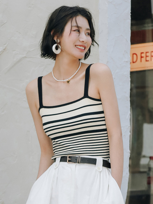 LS_French chic striped knit top