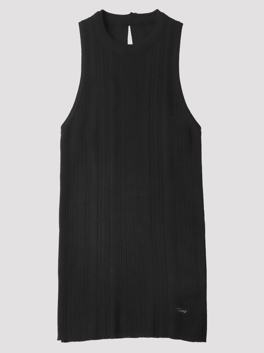 uneven ribbed knit sleeveless_black