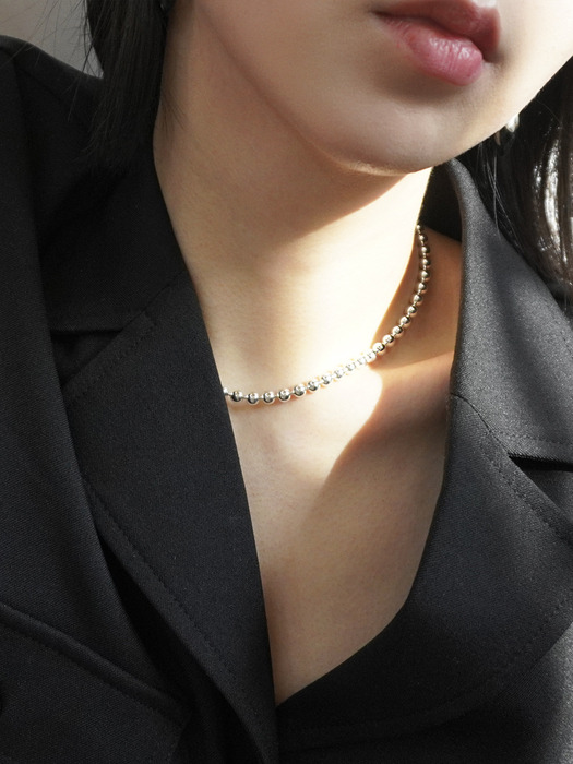 [Silver925] 5mm Silver ball chain choker necklace