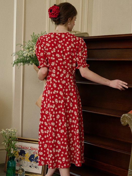 SR_Red puff sleeve floral dress