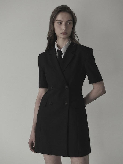 Jenn half-sleeve suit jacket dress - Black