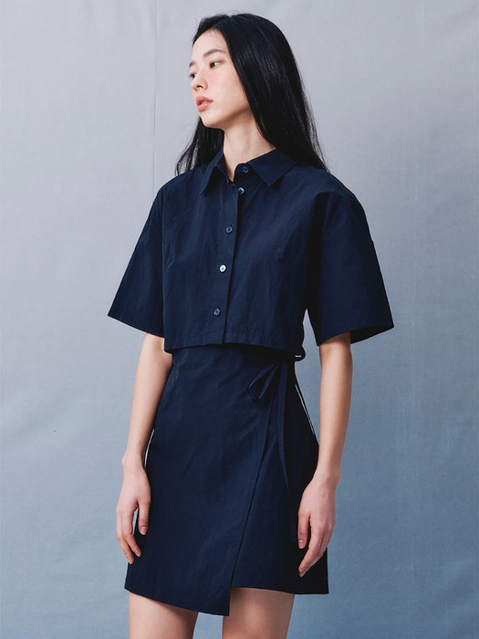 Signature CutOut Shirts Mini Dress  Navy (KE4371M02R)