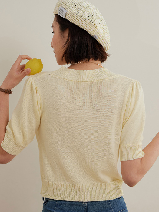LS_Yellow knitted crop cardigan