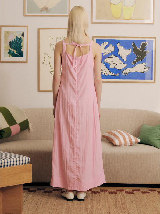 Back Ribbon Point Sleeveless Dress  Pink (WE4471T91X)