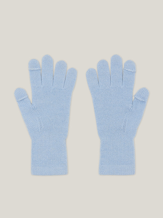Cashmere 100% Finger Hole Knit Gloves For Womens (Sky Blue)