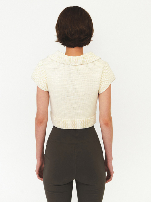 OPEN COLLAR HAND KNIT (ivory)