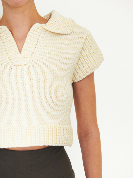 OPEN COLLAR HAND KNIT (ivory)