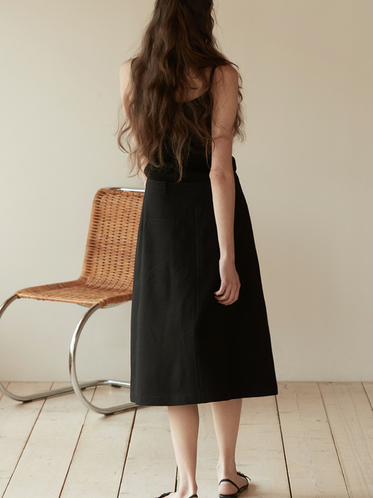 Front pleats detail skirt - Black