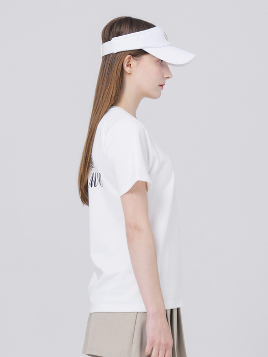 24SS 어깨 절개 등판 로고 포인트 루즈 핏 화이트 반팔 티셔츠