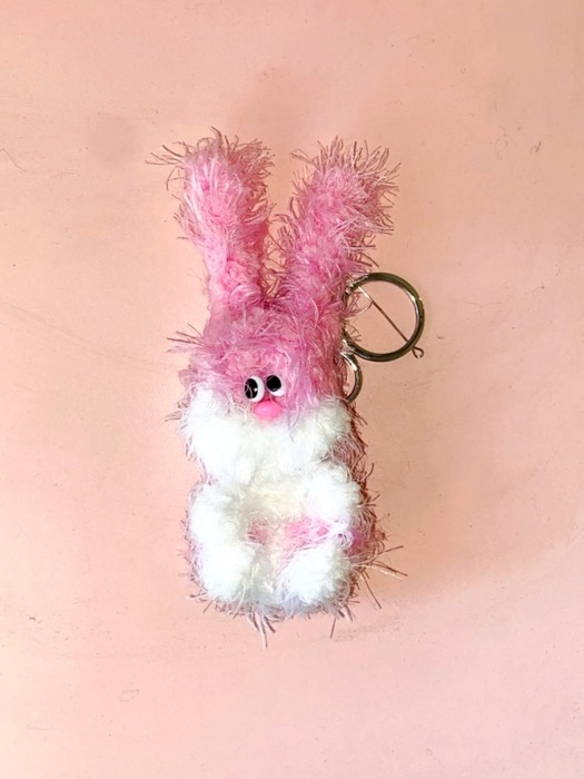 wiggly Rabbit pink keyring