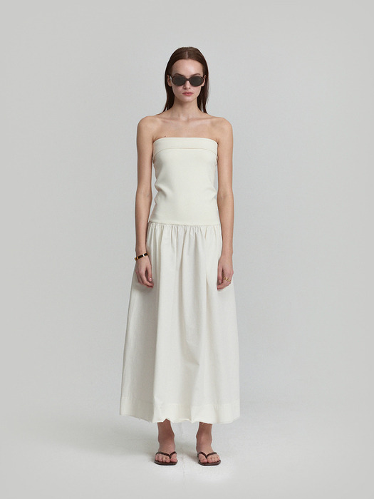 TUBE TOP NATURAL FLARE DRESS_IVORY
