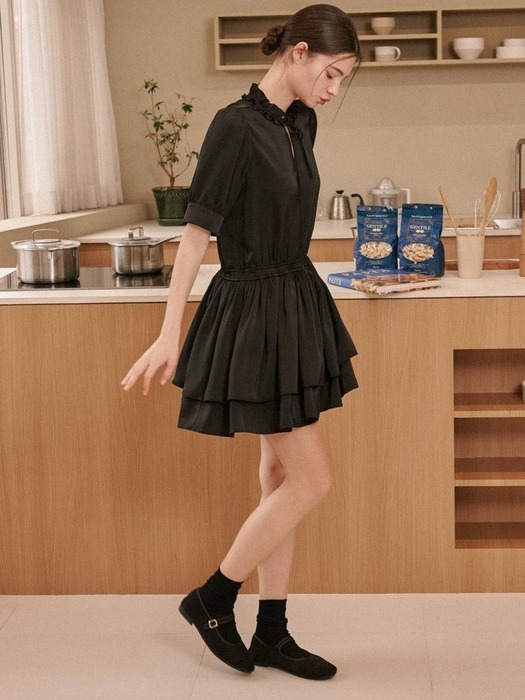 Claire Mini Ruffle Dress [Black]