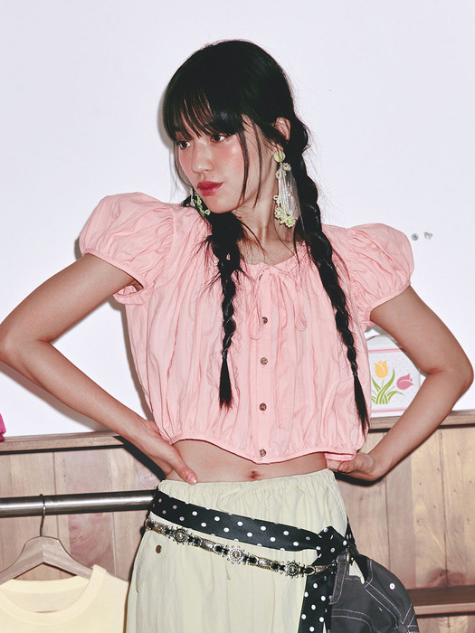 [스너기스트]Shirring Puff Blouse [Pink Petal] [W CONCEPT]