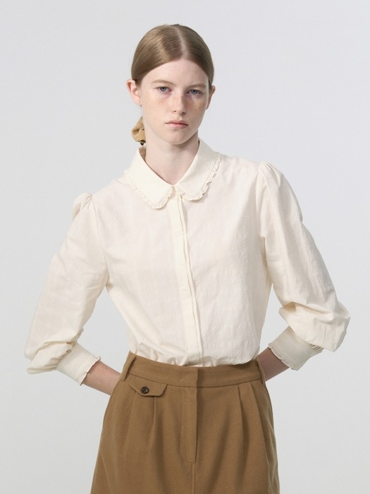 frill collar blouse - cream