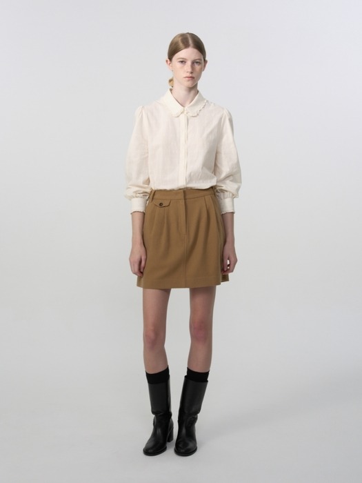 frill collar blouse - cream