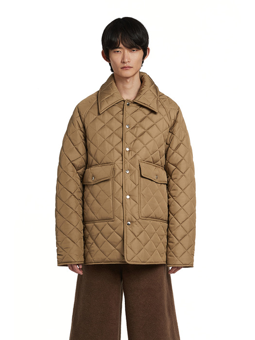 Collar Quilted Jacket_KHAKI