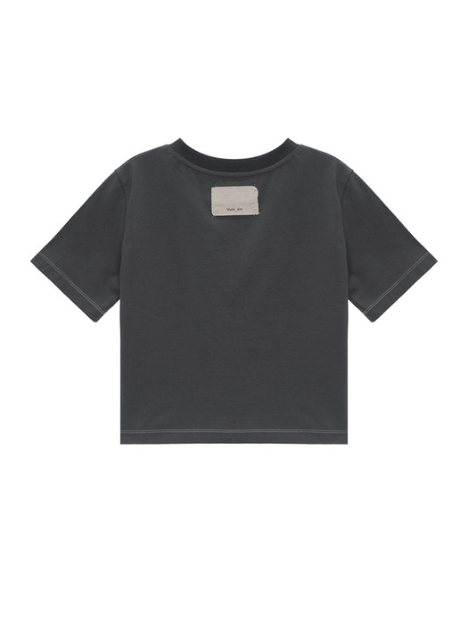 MATIN EDGE STITCH LOGO CROP TOP IN CHARCOAL