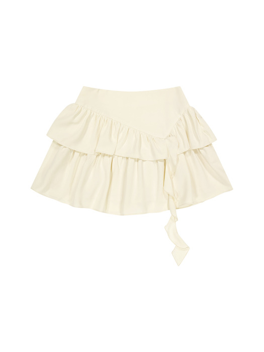 RUFFLE UNBALANCE SKIRT (CREAM)